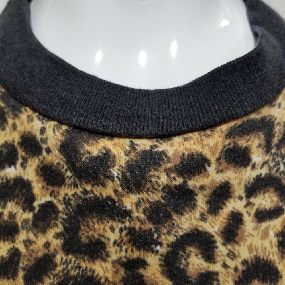 Sky Lite sweatshirt Size? leopard cheetah animal print ringer pullover VINTAGE - Picture 5 of 9